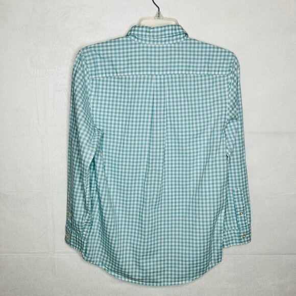 Vineyard Vines Button Down Check Whale Shirt Boy’s Size M (12-14) Aqua/White - Picture 6 of 8